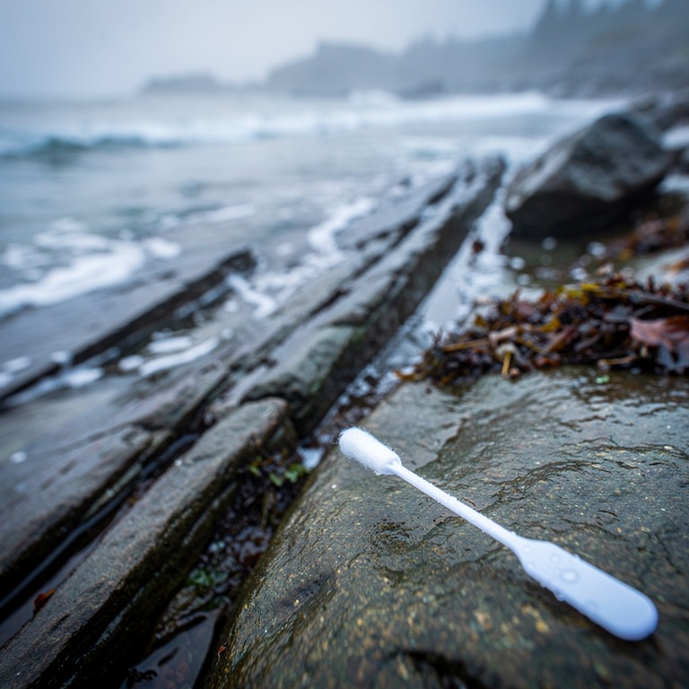 A close-up of a genetic testing swab lying abandoned on a ro... | ShopAyahuascaRetreats