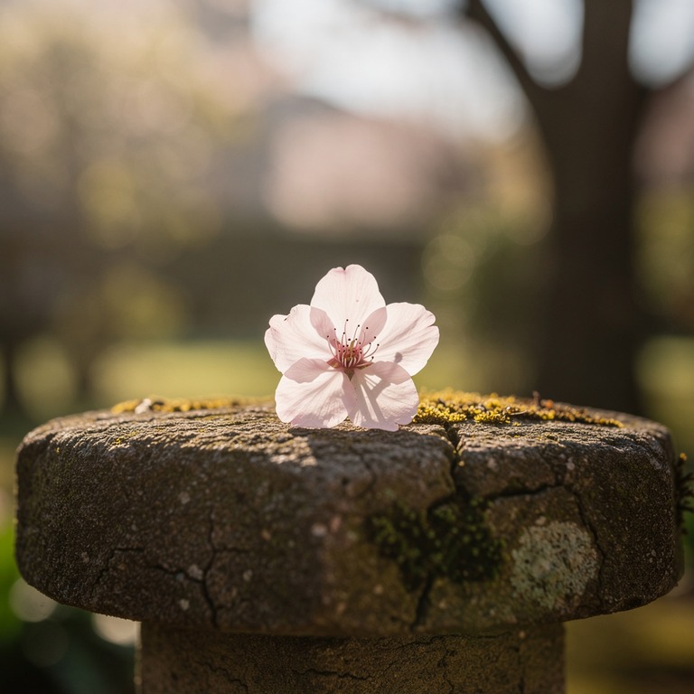 A close-up of a single, delicate cherry blossom on a weather... | ShopAyahuascaRetreats