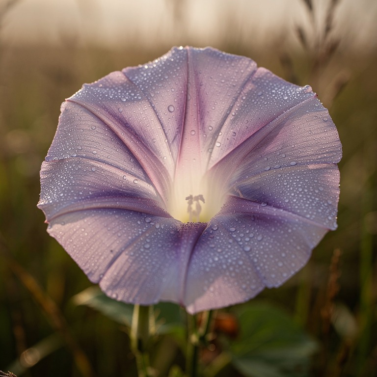A delicate, dew-kissed morning glory flower blooms in a lush... | ShopAyahuascaRetreats