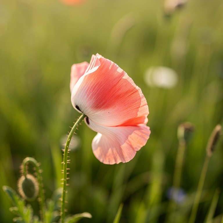 A delicate, solitary poppy flower sways gently in the breeze... | ShopAyahuascaRetreats