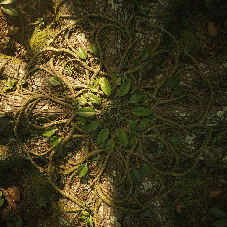 A detailed, close-up view of a ayahuasca vine, its stems and... | ShopAyahuascaRetreats