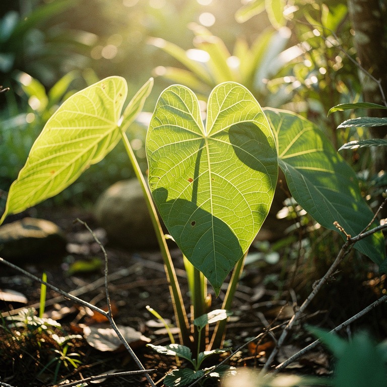 A detailed view of a Piper methysticum plant, its leaves bac... | ShopAyahuascaRetreats