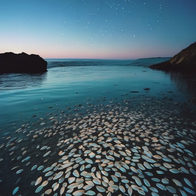 A schools of bioluminescent fish swimming in the dark, calm ... | ShopAyahuascaRetreats