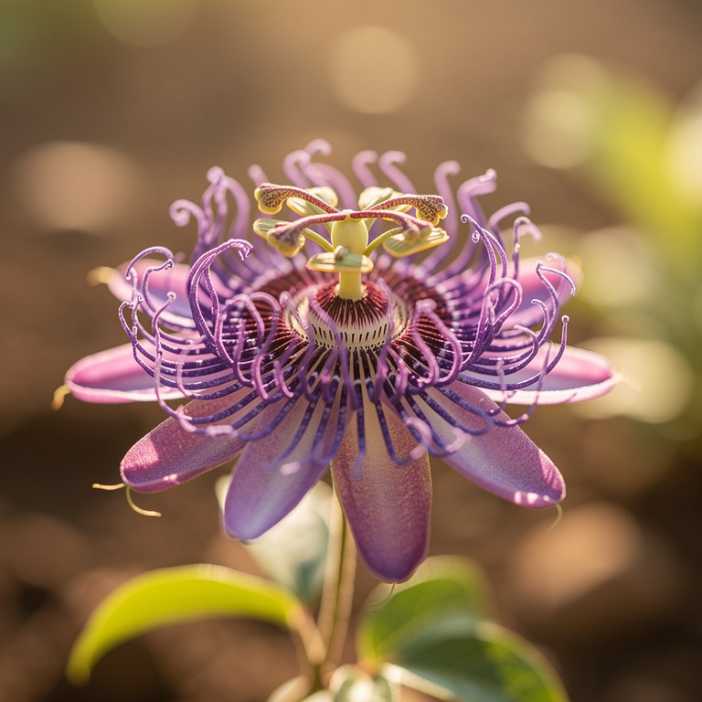 A solitary, vibrant purple passionflower blossom, backlit by... | ShopAyahuascaRetreats