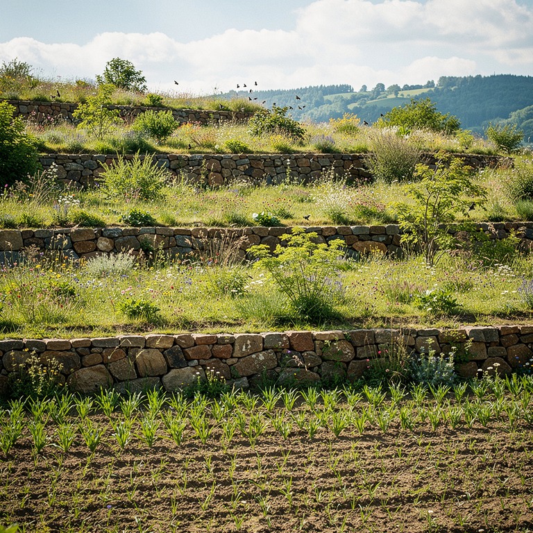 A terraced hillsides with different levels of growth, illust... | ShopAyahuascaRetreats