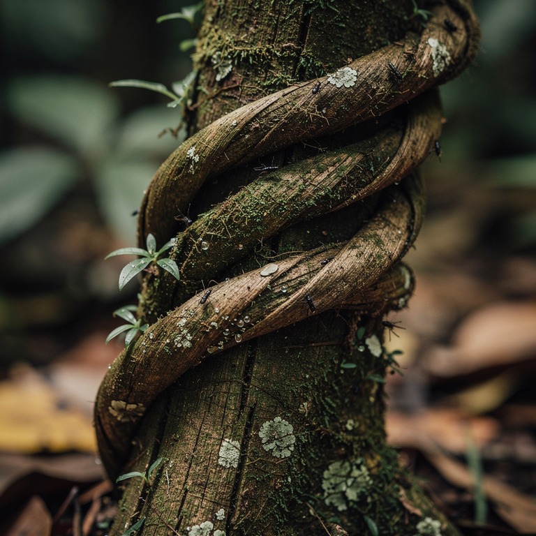Ayahuasca vine wrapped around an old tree trunk, rainforest ... | ShopAyahuascaRetreats