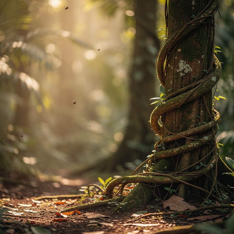 Ayahuasca vine wrapped around an old tree trunk, rainforest ... | ShopAyahuascaRetreats