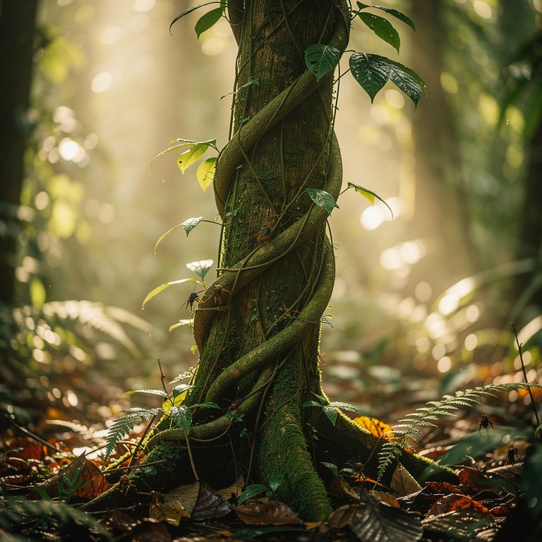 Ayahuasca vine wrapped around an old tree trunk, rainforest ... | ShopAyahuascaRetreats