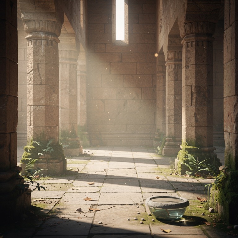 Empty stone temple interior, soft light through narrow windo... | ShopAyahuascaRetreats