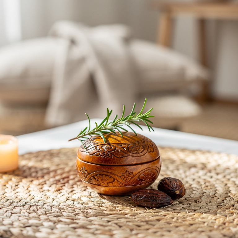 In a quiet, intimate setting, a small, ornate box made from ... | ShopAyahuascaRetreats