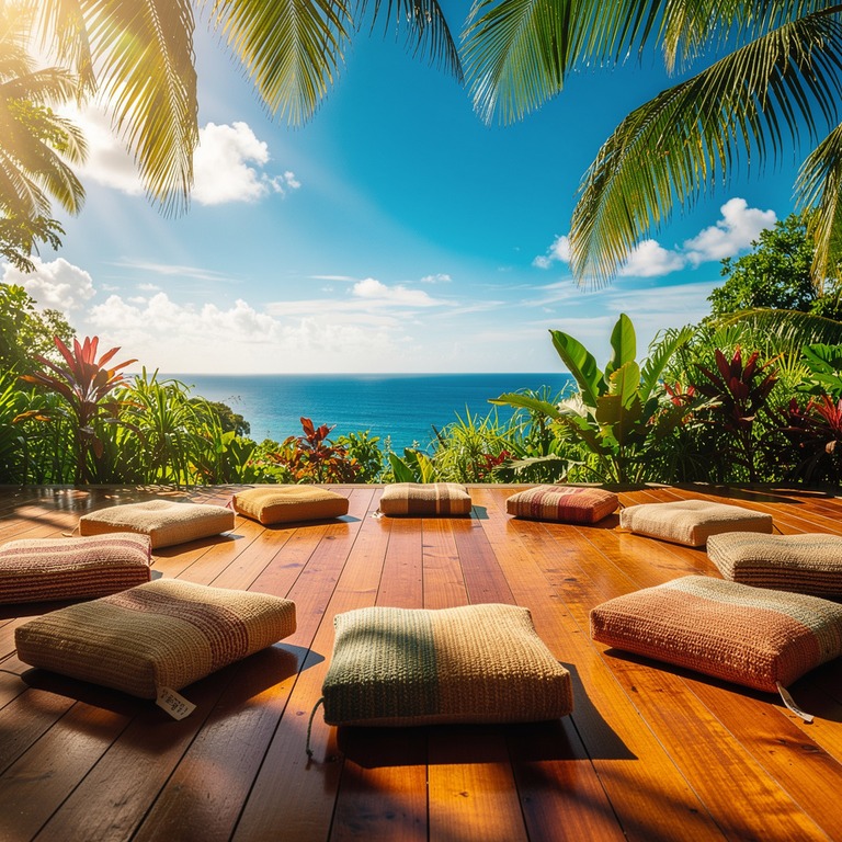 Meditation cushions arranged in a circle on a wooden floor | ShopAyahuascaRetreats