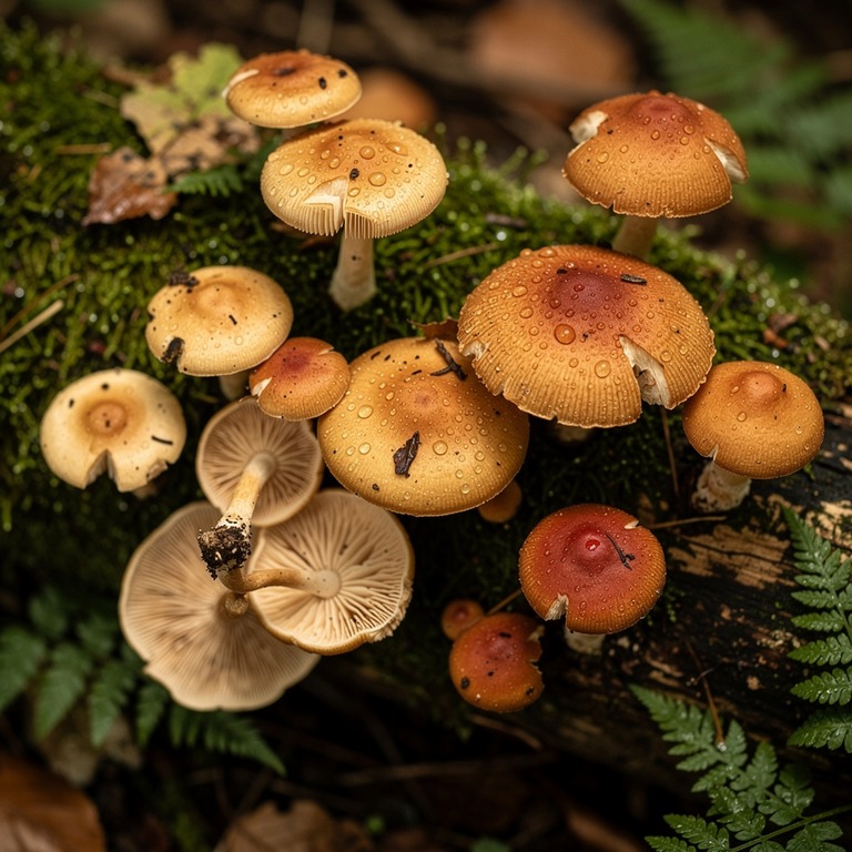 A close-up of a variety of wild, organic mushrooms growing o... | ShopAyahuascaRetreats