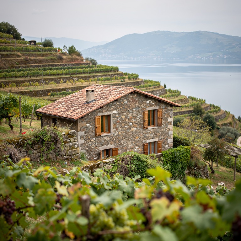 A solitary stone cottage nestled among terraced hillsides, s... | ShopAyahuascaRetreats
