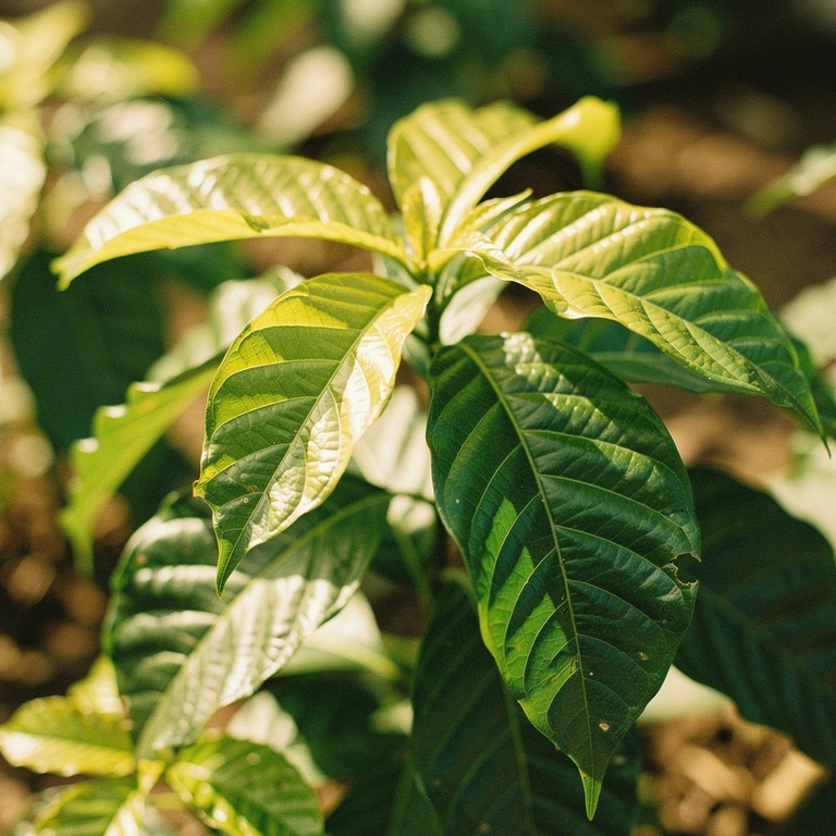 Coca plant leaves in bright morning sunshine, sharp green de... | ShopAyahuascaRetreats