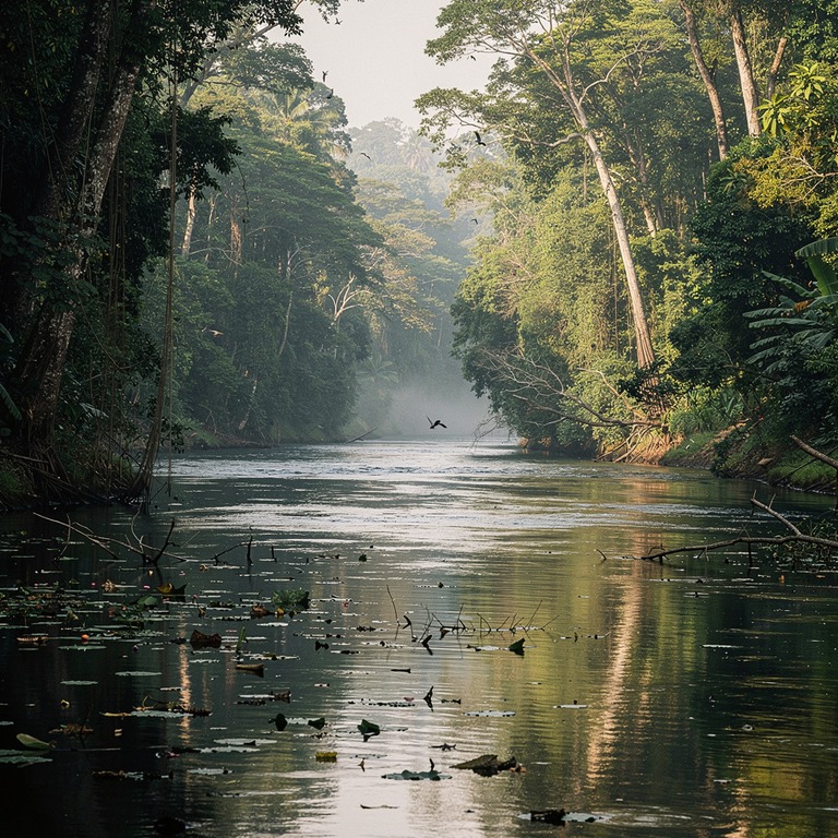 Slow-moving river curving through dense jungle canopy | ShopAyahuascaRetreats