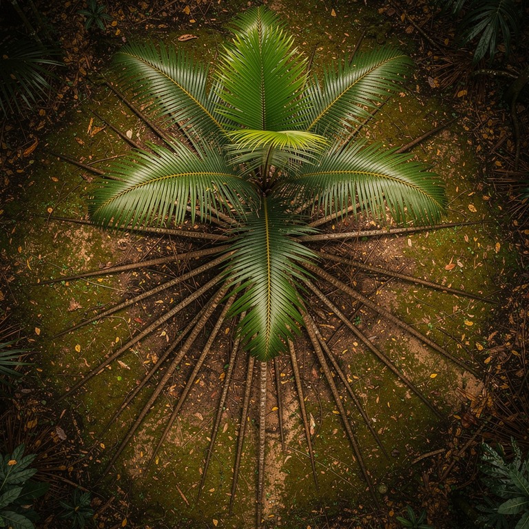 Walking palm tree with stilted exposed roots, low jungle lig... | ShopAyahuascaRetreats