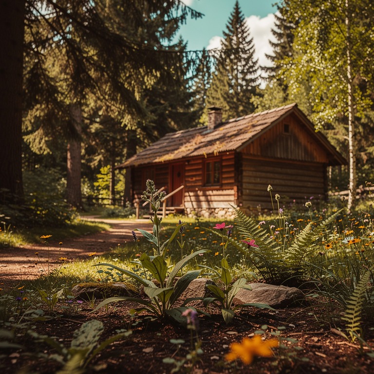 A secluded wooden cabin nestled among tall trees, with a tha... | ShopAyahuascaRetreats