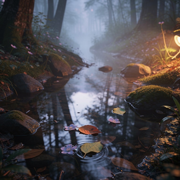 A serene, misty forest pool reflecting the surrounding folia... | ShopAyahuascaRetreats