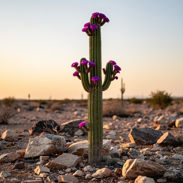 A solitary San Pedro cactus stands tall in a barren, rocky l... | ShopAyahuascaRetreats