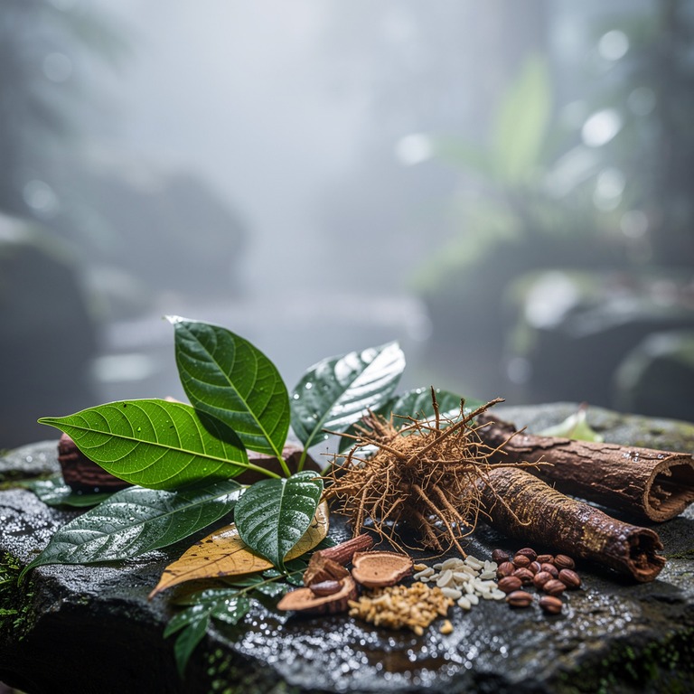 A still life of various plant-medicine botanicals, including... | ShopAyahuascaRetreats