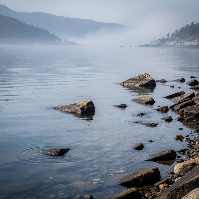 A tranquil sea cove with calm, reflective water and a few sc... | ShopAyahuascaRetreats