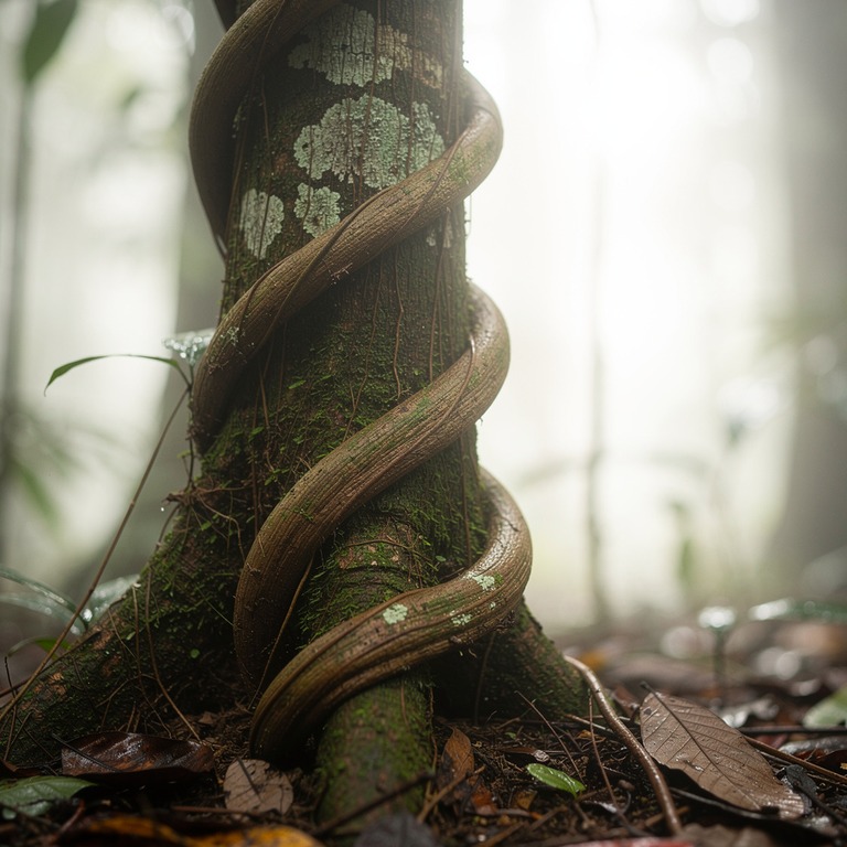 Ayahuasca vine wrapped around an old tree trunk, rainforest ... | ShopAyahuascaRetreats