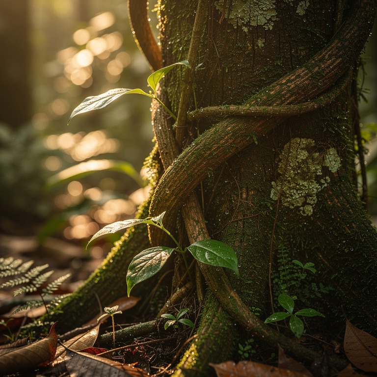 Ayahuasca vine wrapped around an old tree trunk, rainforest ... | ShopAyahuascaRetreats