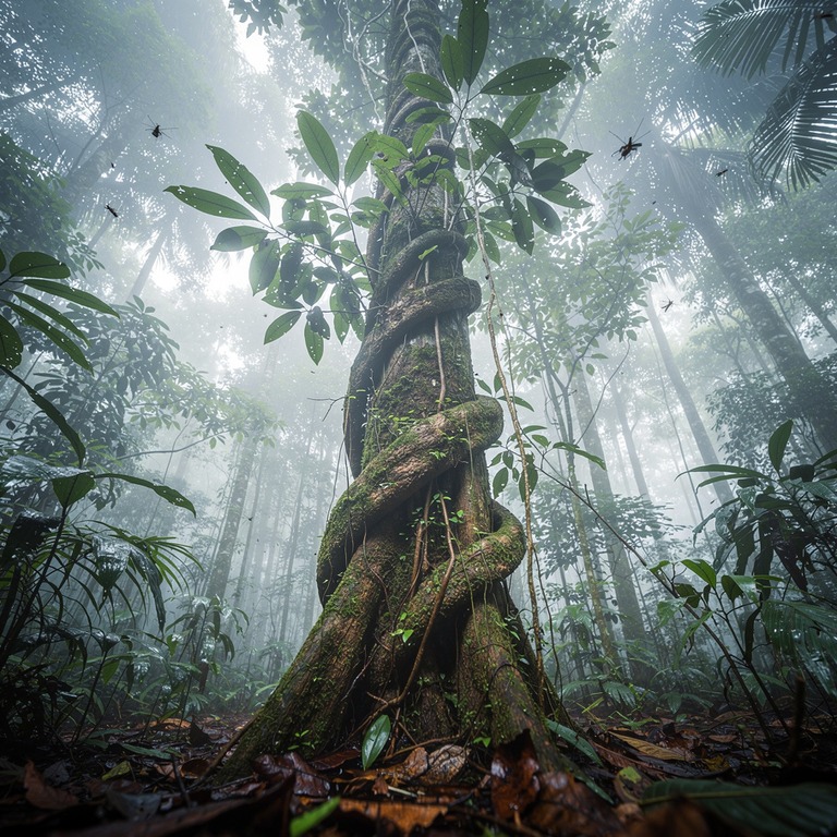 Ayahuasca vine wrapped around an old tree trunk, rainforest ... | ShopAyahuascaRetreats