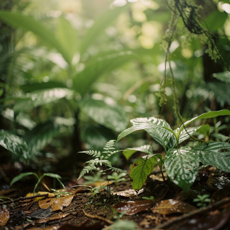 Dense tropical undergrowth shot from ground level, green wal... | ShopAyahuascaRetreats