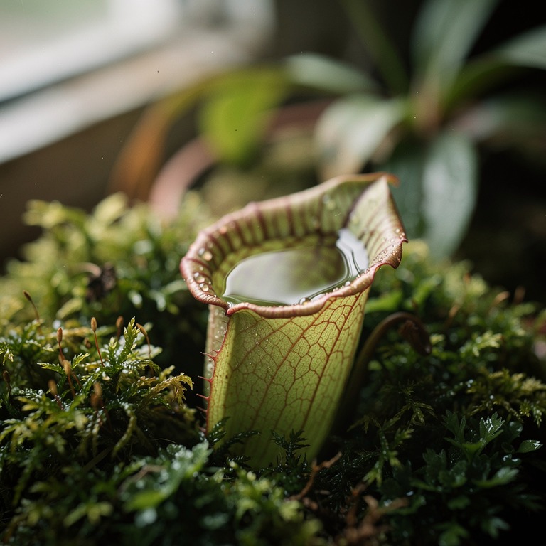 Pitcher plant nestled in moss, water collected inside the cu... | ShopAyahuascaRetreats