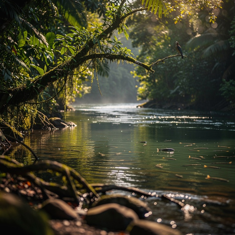 Slow-moving river curving through dense jungle canopy | ShopAyahuascaRetreats