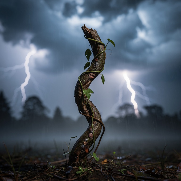 A dark and stormy night sky with lightning illuminating a so... | ShopAyahuascaRetreats