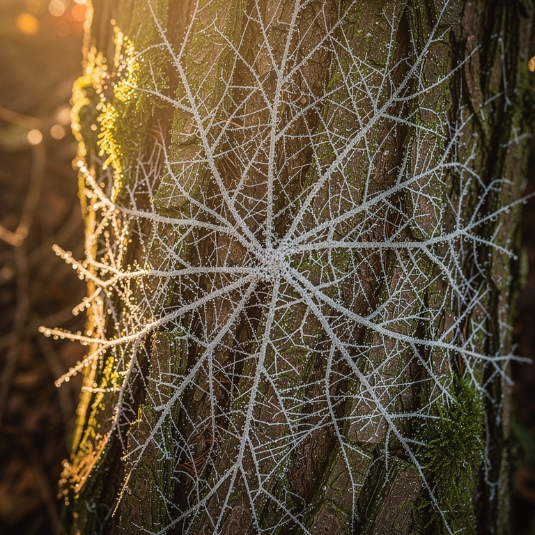 A delicate, dew-kissed web of mycelium spreads across the ba... | ShopAyahuascaRetreats