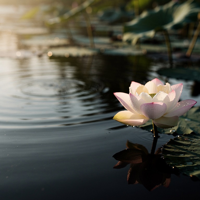 A delicate lotus flower blooming in a tranquil pond, its pet... | ShopAyahuascaRetreats