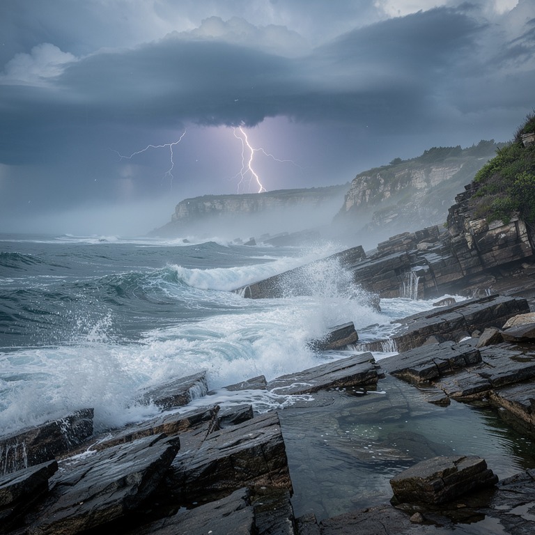 A dramatic, stormy sky with dark clouds and lightning illumi... | ShopAyahuascaRetreats