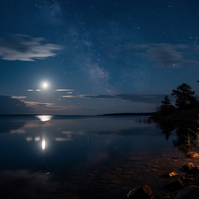 A serene, moonlit night sky with a few clouds drifting acros... | ShopAyahuascaRetreats