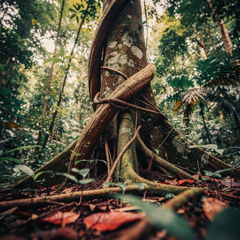 Ayahuasca vine wrapped around an old tree trunk, rainforest ... | ShopAyahuascaRetreats