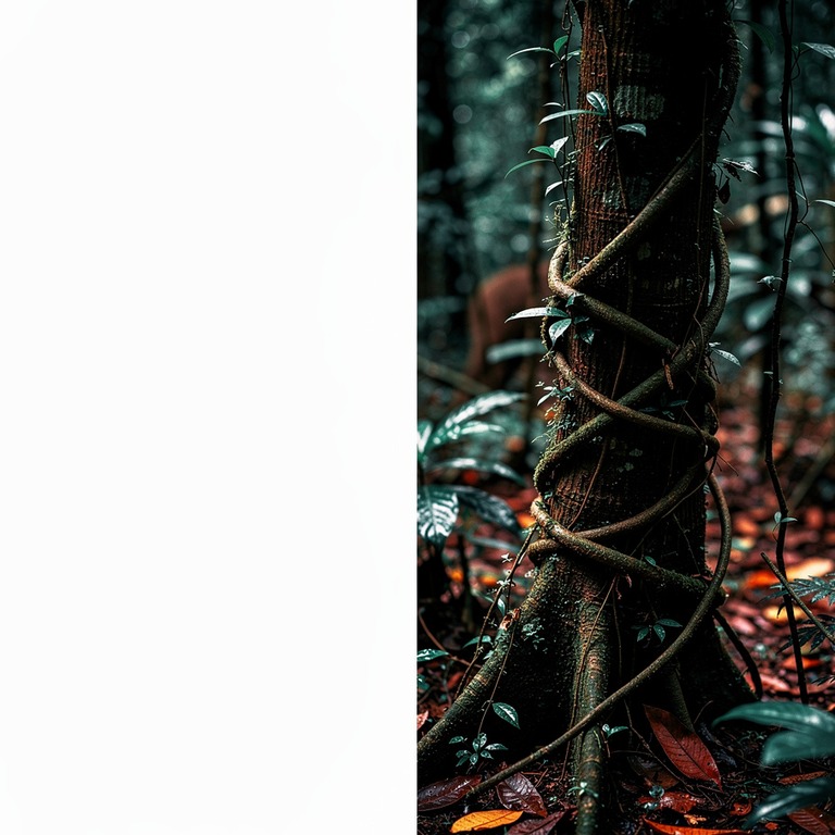 Ayahuasca vine wrapped around an old tree trunk, rainforest ... | ShopAyahuascaRetreats