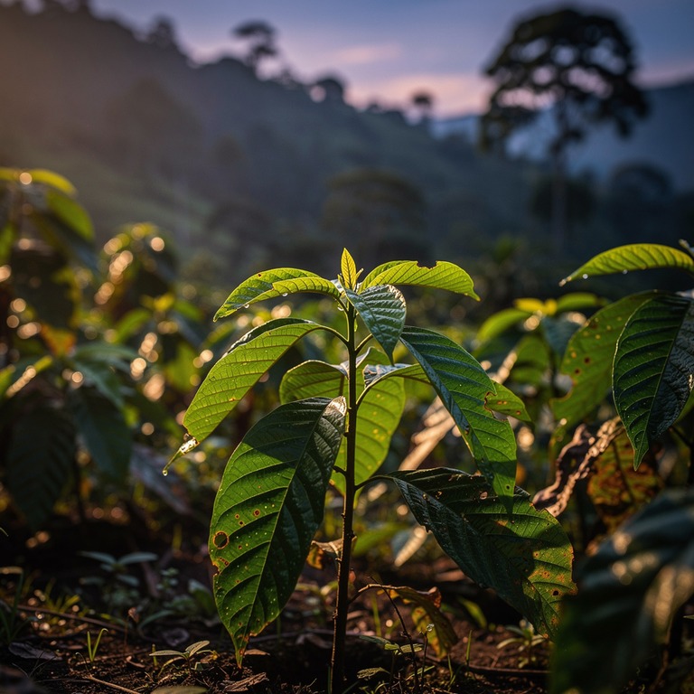 Coca plant leaves in bright morning sunshine, sharp green de... | ShopAyahuascaRetreats