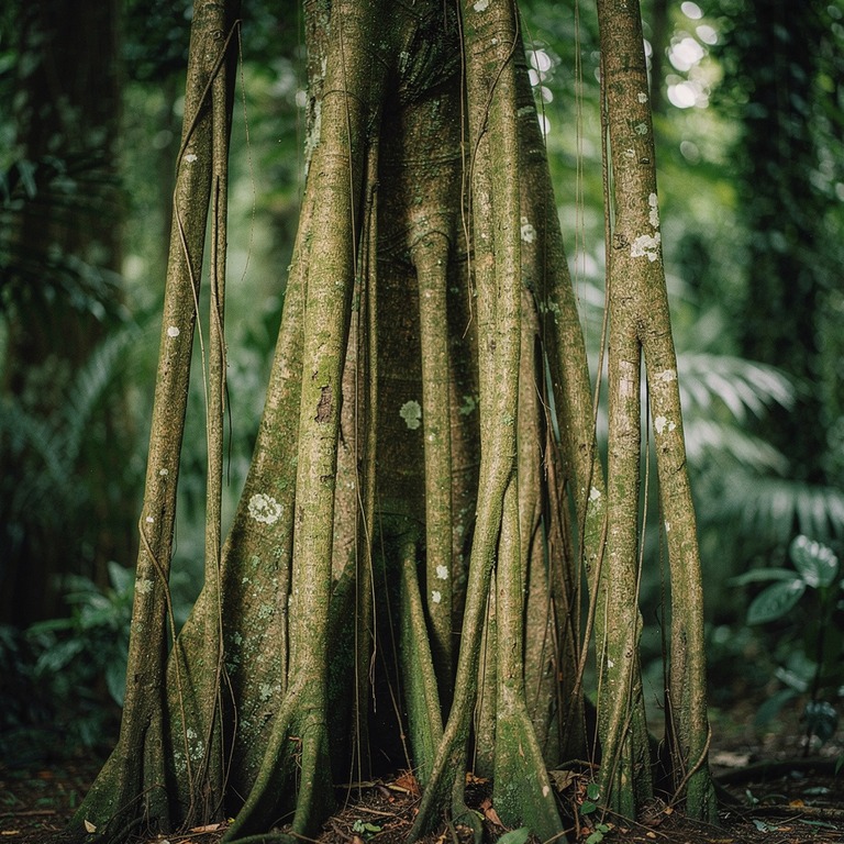 Ficus aerial roots descending from a giant strangler fig, so... | ShopAyahuascaRetreats