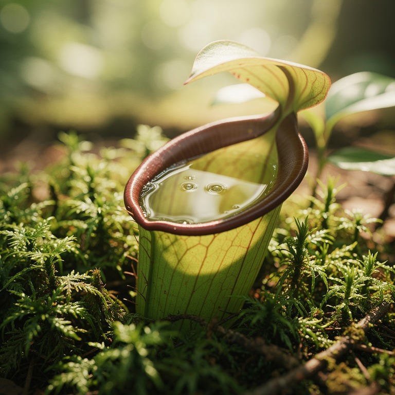 Pitcher plant nestled in moss, water collected inside the cu... | ShopAyahuascaRetreats