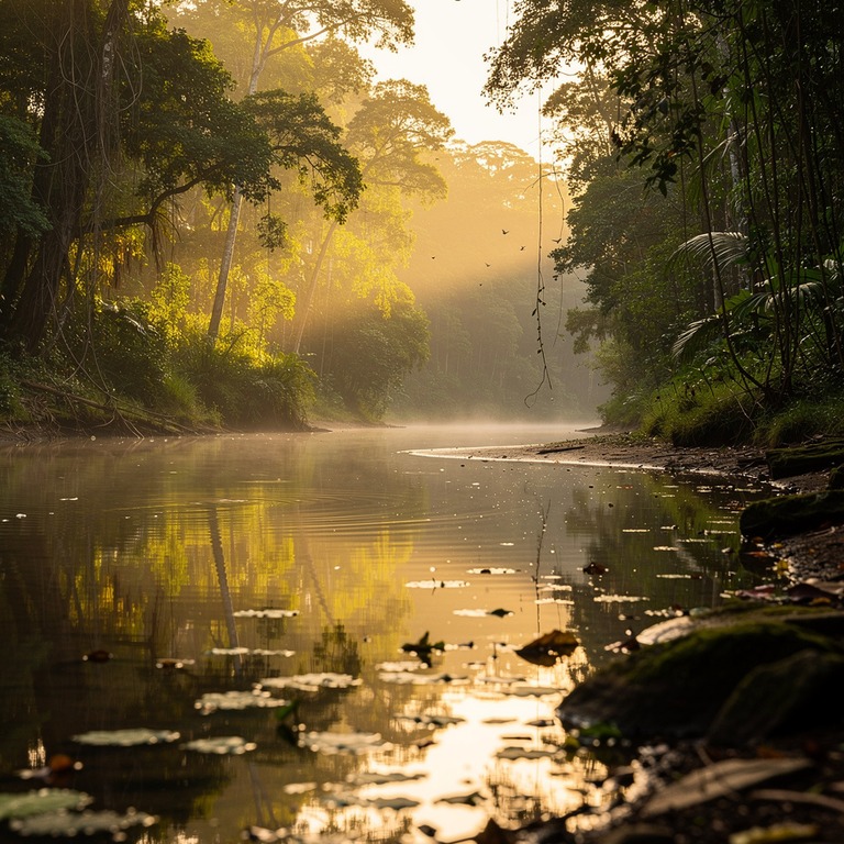 River bend in deep rainforest, reflection of trees on still ... | ShopAyahuascaRetreats