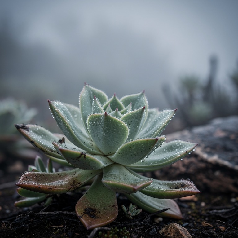 A close-up of a succulent plant's plump leaves, with dew dro... | ShopAyahuascaRetreats