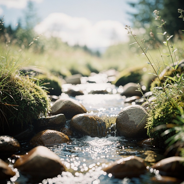 A gentle stream flows smoothly over rounded rocks, illustrat... | ShopAyahuascaRetreats