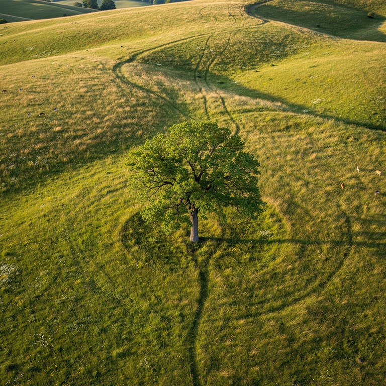 A single, majestic tree standing apart in a rolling grasslan... | ShopAyahuascaRetreats