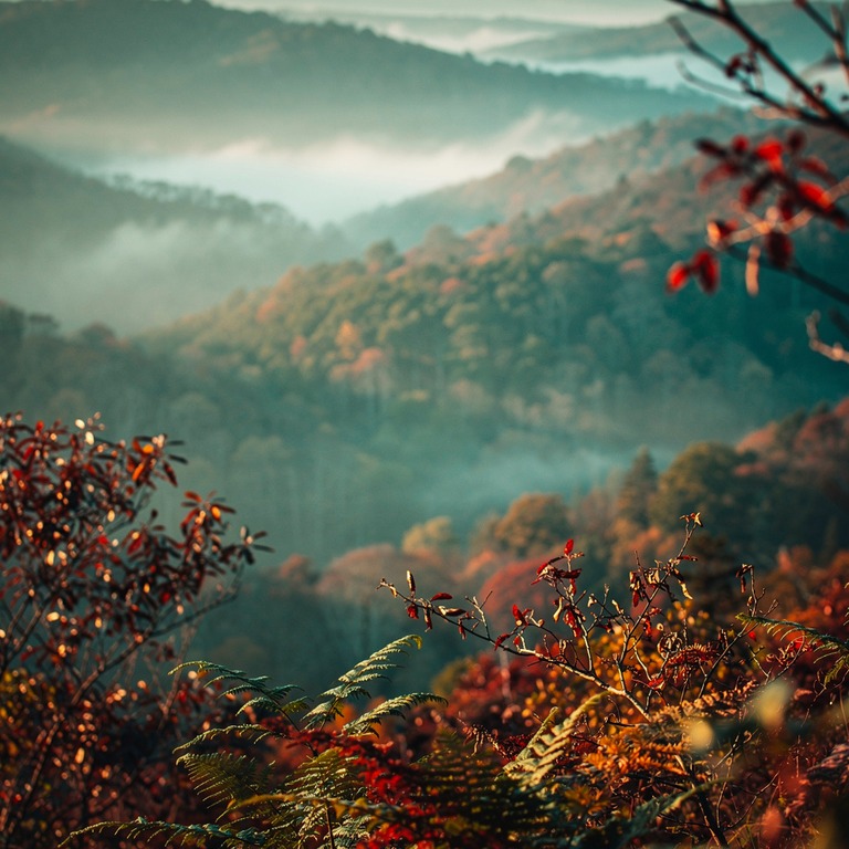 Layers of misty forested ridges fading into distance | ShopAyahuascaRetreats