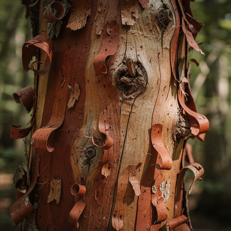 Madrone tree with peeling red bark in dense forest | ShopAyahuascaRetreats
