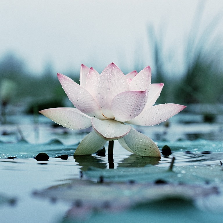 A close-up of a lotus flower blooming in a pond, with water ... | ShopAyahuascaRetreats