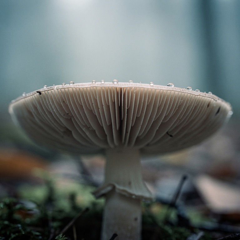 A detailed, macro photograph of a psilocybin mushroom cap, h... | ShopAyahuascaRetreats