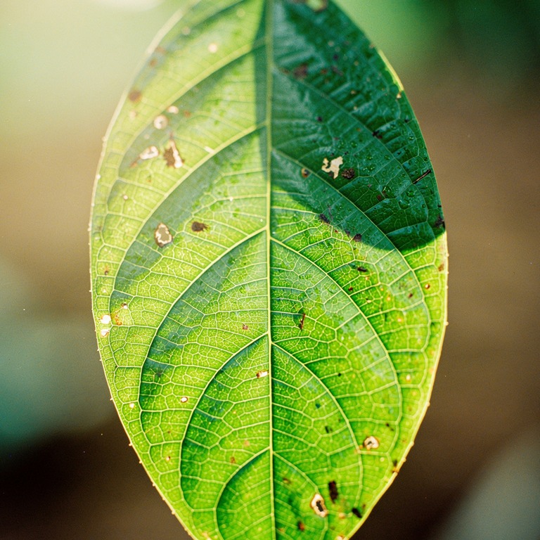 A macro photograph of a single ayahuasca vine leaf, backlit ... | ShopAyahuascaRetreats